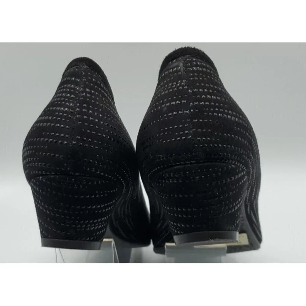 BeautiFeel Dona Pump Black Trateggio Suede 40.5 Floral Rosette Comfort Low Heel